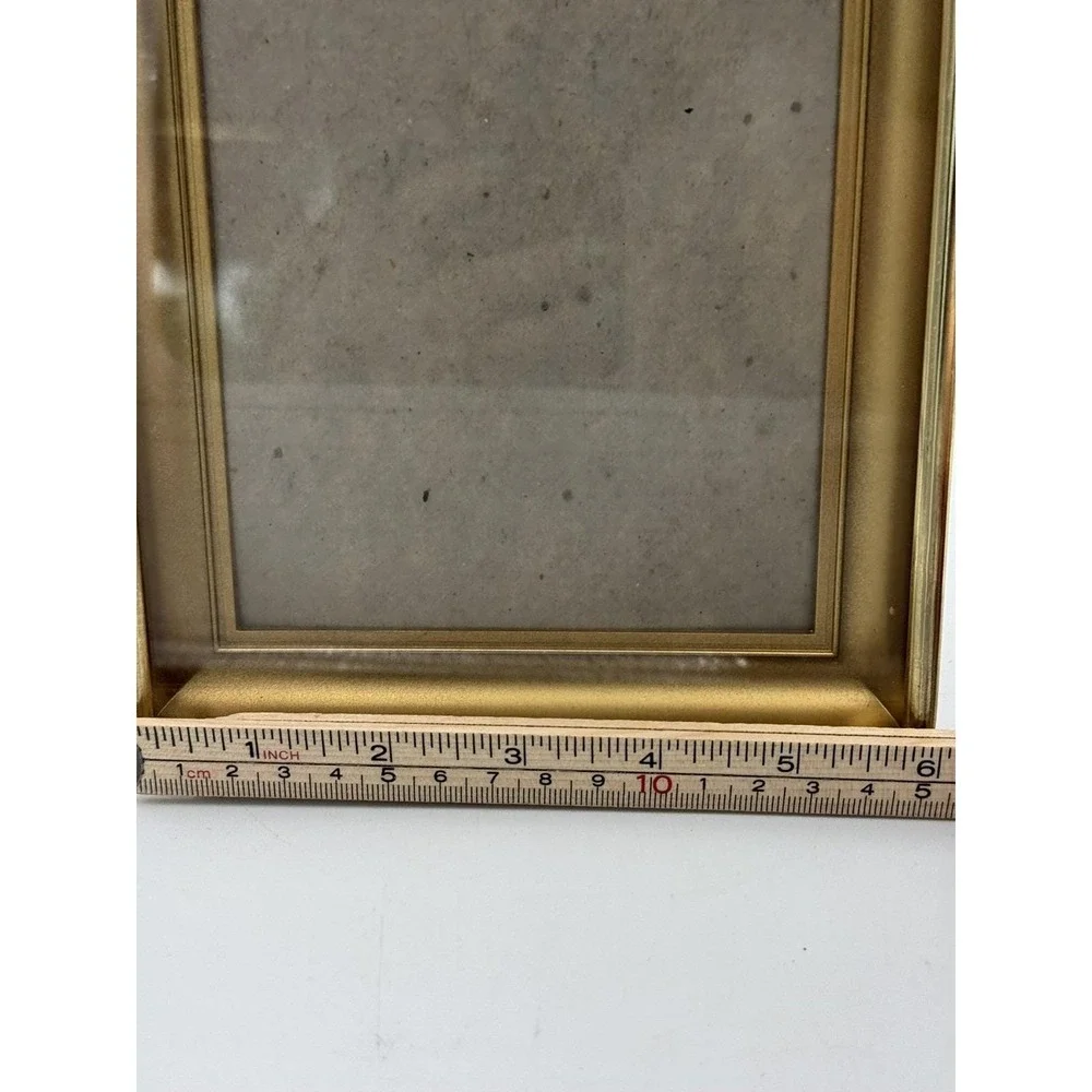 Shadow Box Photo Frame Gold Tone Metal 5 X7 Square Mat Mid Century Modern Vtg